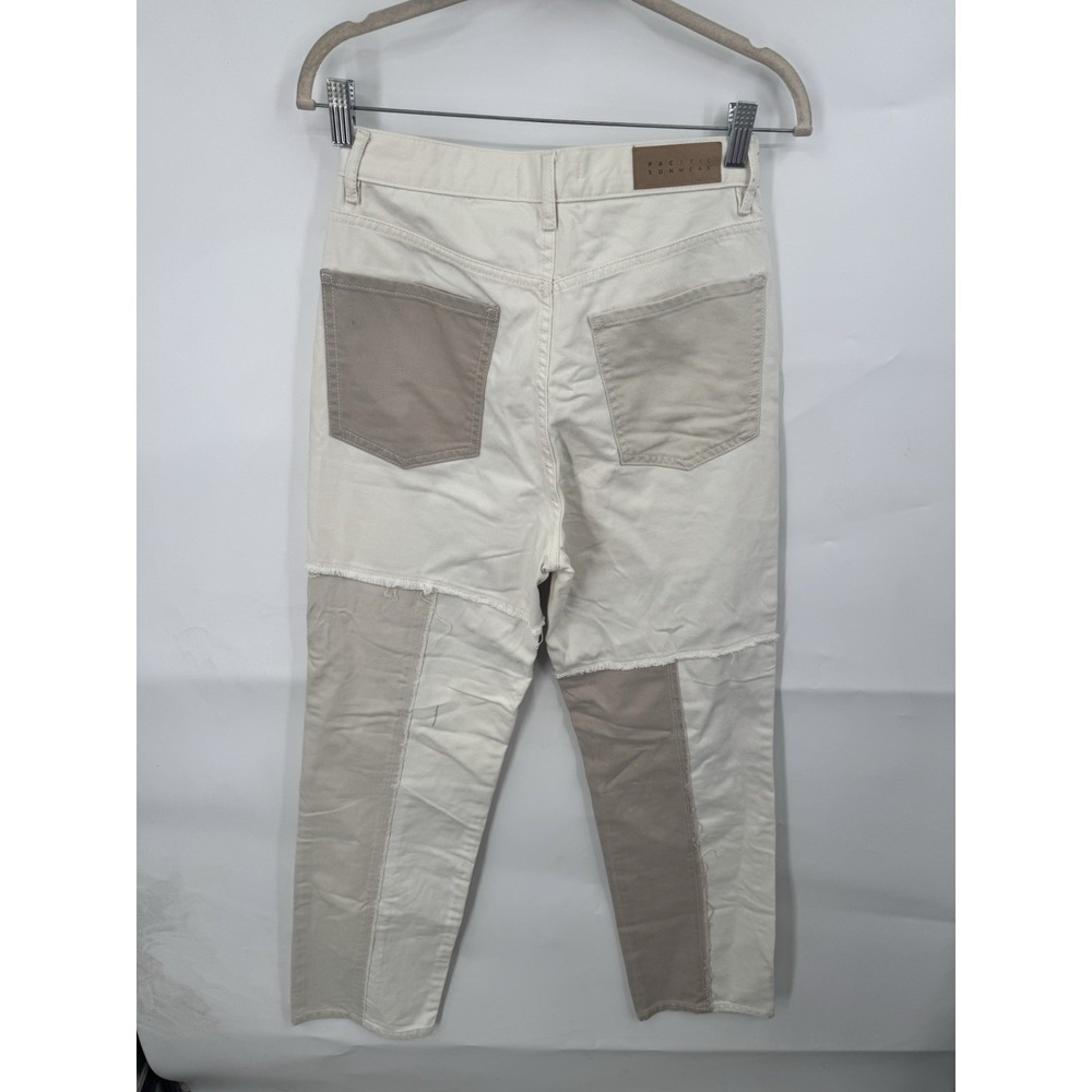 Pacsun Eco Off white Patchwork Dad Jean Women 27 Biege Cream Grunge Y2K Grunge - Picture 3 of 13